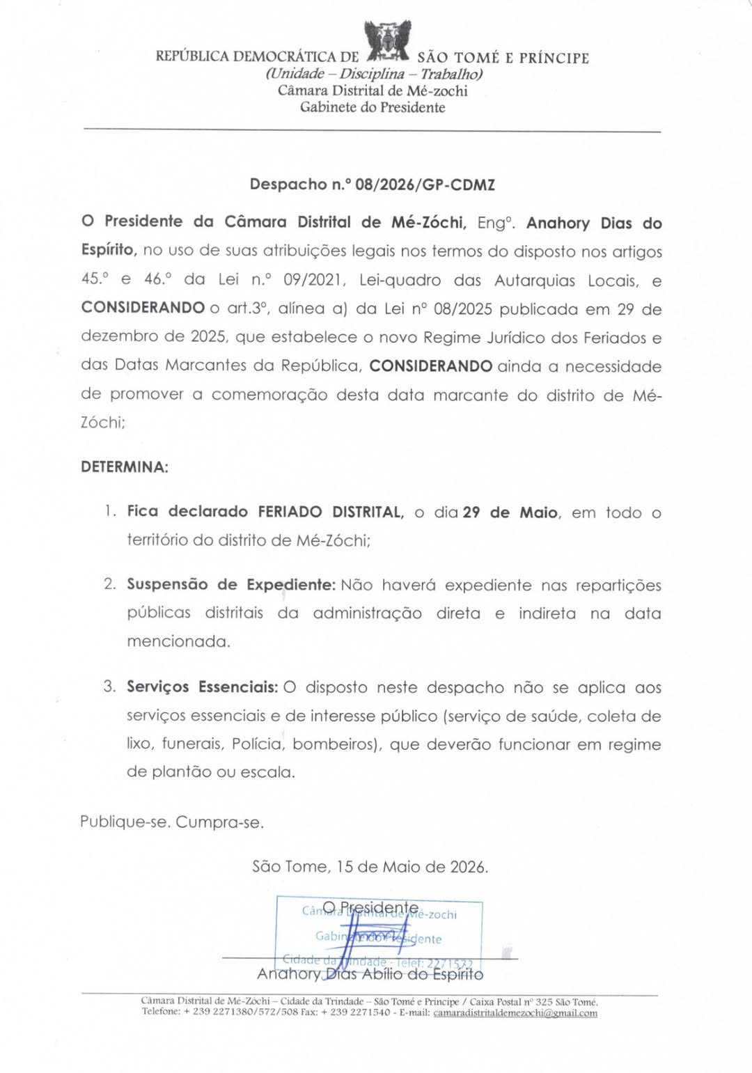 Feriado Distrital em Mé-Zochi