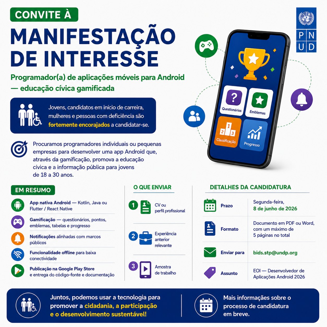 Convite à Manifestação de Interesse: Programador(a) de aplicações móveis para Android