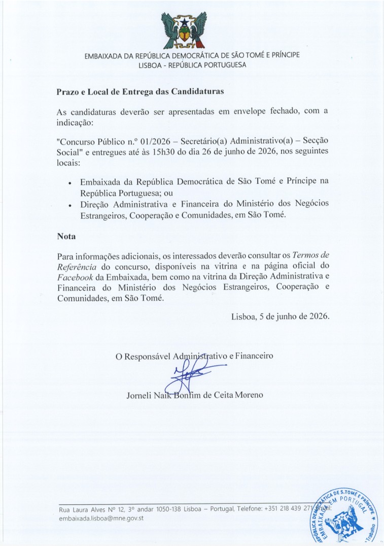 Concurso Público n.º 01/2026 para Secretário(a) Administrativo(a)
