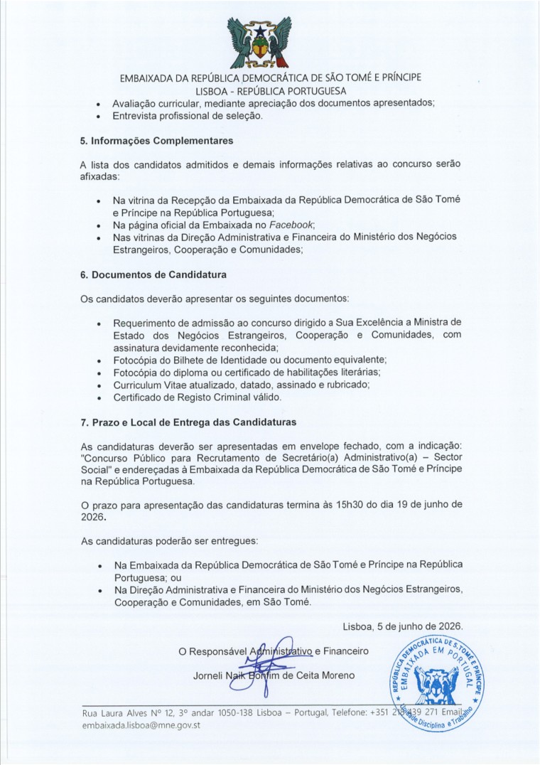 Concurso Público n.º 01/2026 para Secretário(a) Administrativo(a)