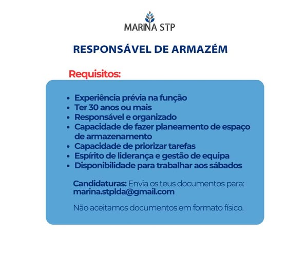 Recrutamento: Responsável de Armazém