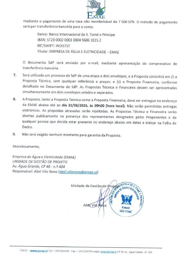 Concurso Público Internacional para Projeto de Abastecimento de Água