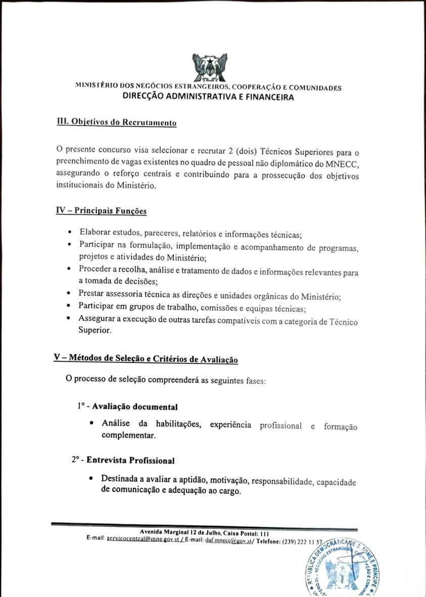 Concurso Público para Técnicos Superiores