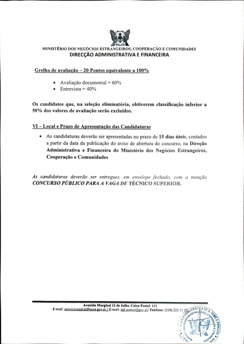 Concurso Público para Técnicos Superiores