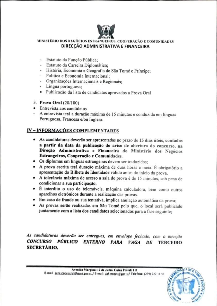Aviso de Abertura de Concurso Público Externo