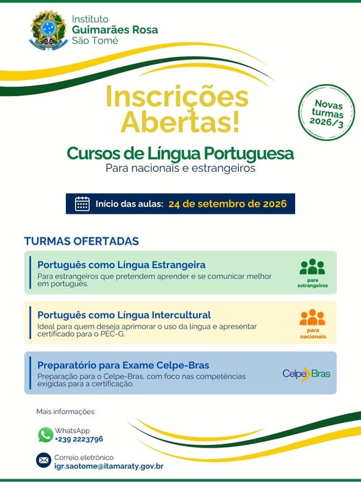 Inscrições abertas para cursos de língua portuguesa