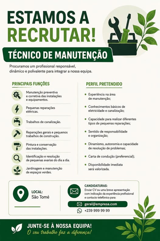Vaga Para Técnico de Manutenção