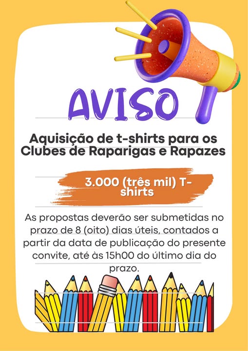 Aquisição de t-shirts para os Clubes de Raparigas e Rapazes