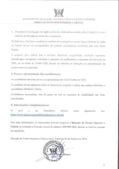 Programa de Bolsas UNESCO/Japão para Jovens Investigadores