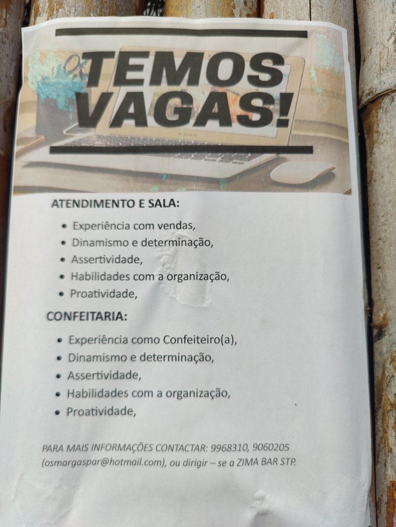 Vagas para Atendimento e Confeitaria