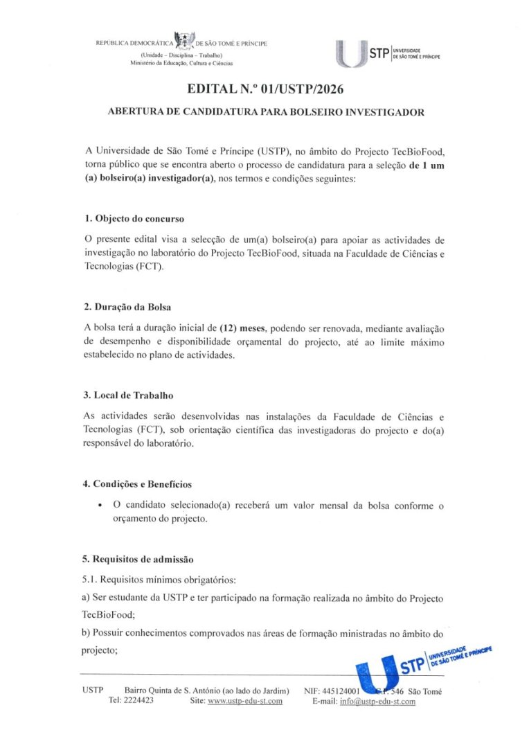 Abertura de Candidatura para Bolseiro Investigador – Projeto TecBioFood