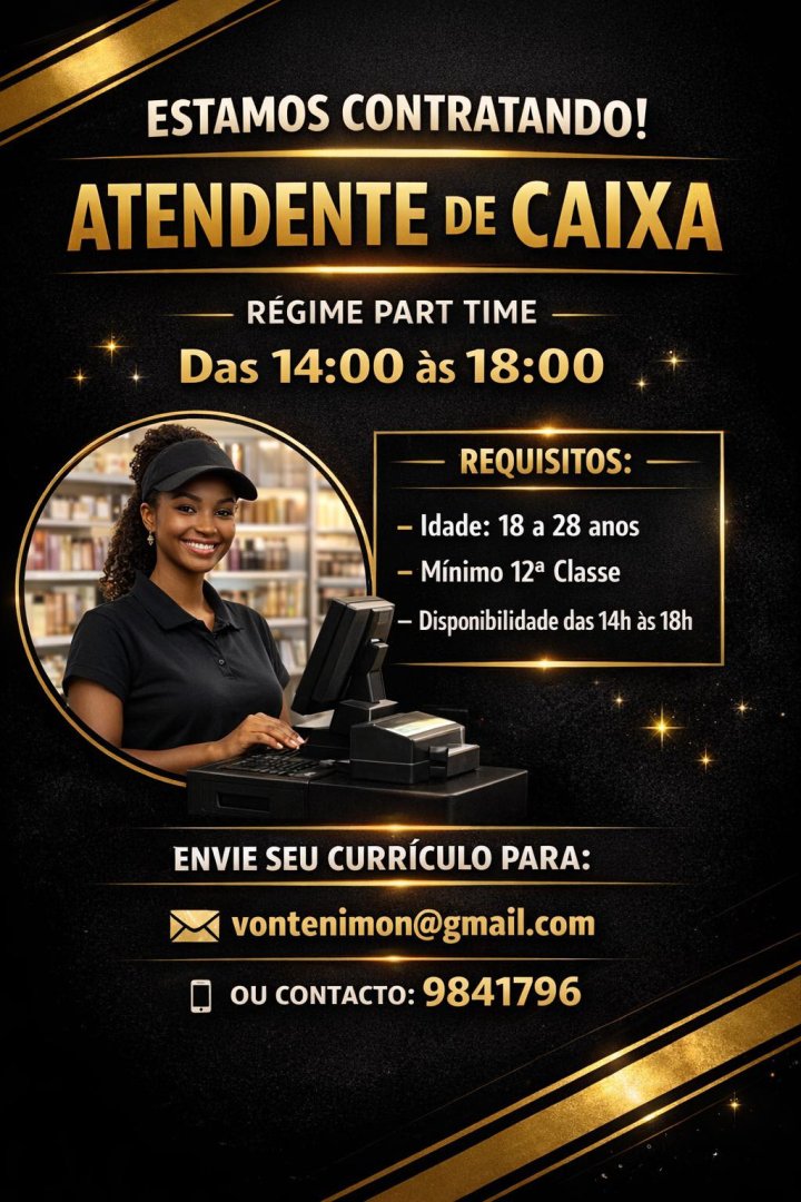 Vaga Part-Time para Assistente de Caixa