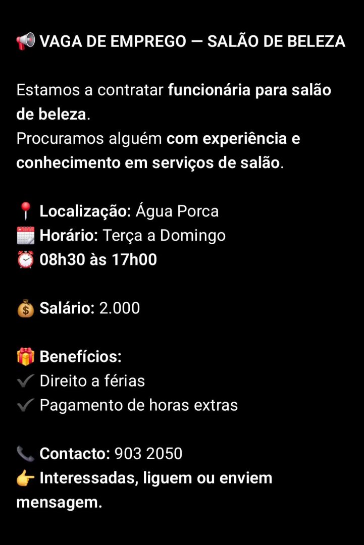 Vaga de Emprego – Funcionária para Salão de Beleza