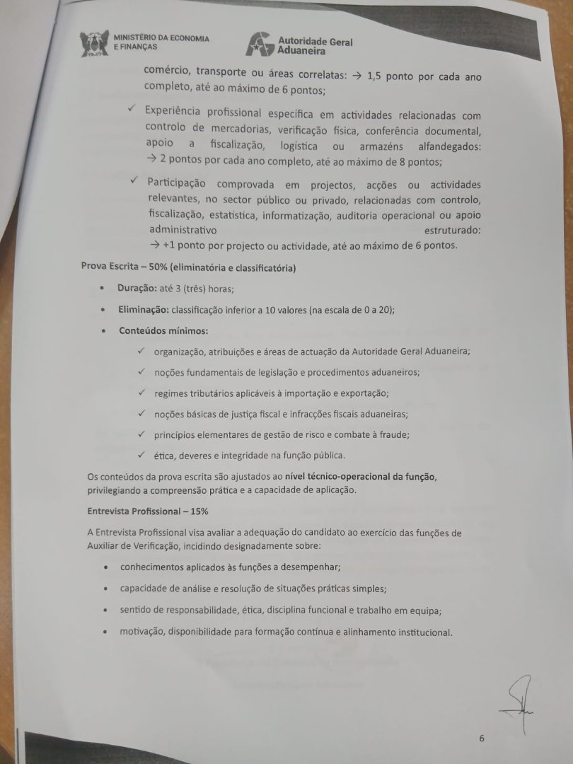 Provimento de Seis (3) lugares de Verificador Superior de 3ª Classe e cinco(5) Vagas na Categoria de Auxiliar de Verificação