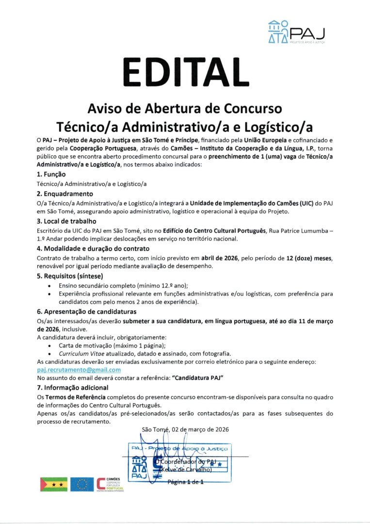 Vaga Para Técnico(a) Administrativo e Logístico