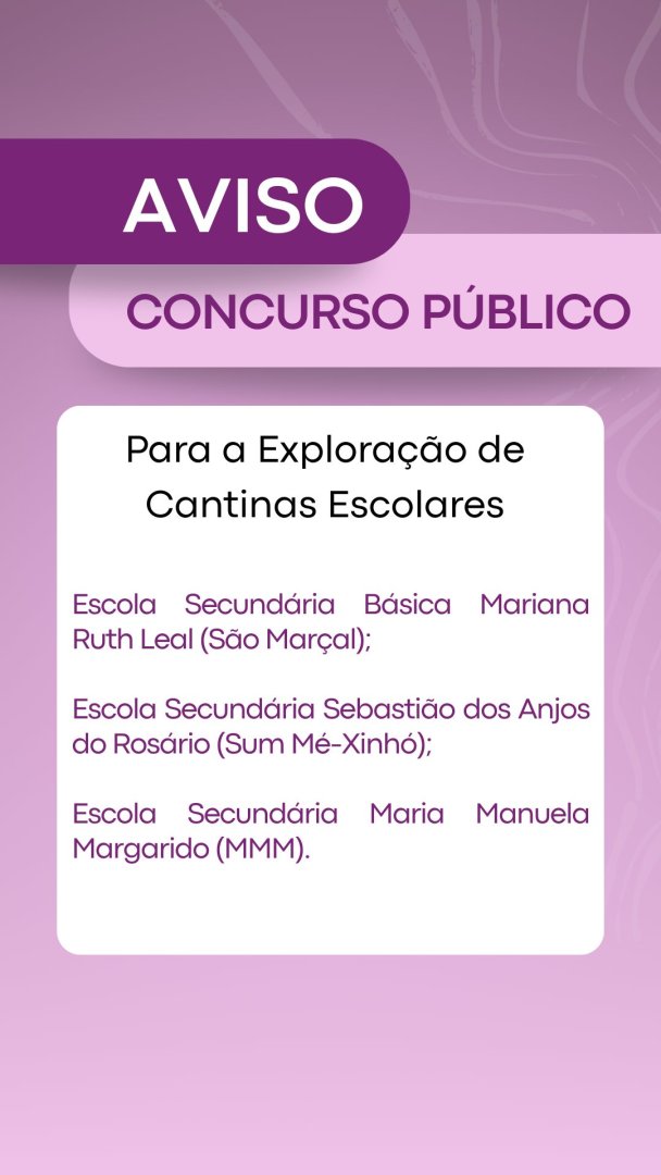 Concurso Público para a Exploração de Cantinas Escolares