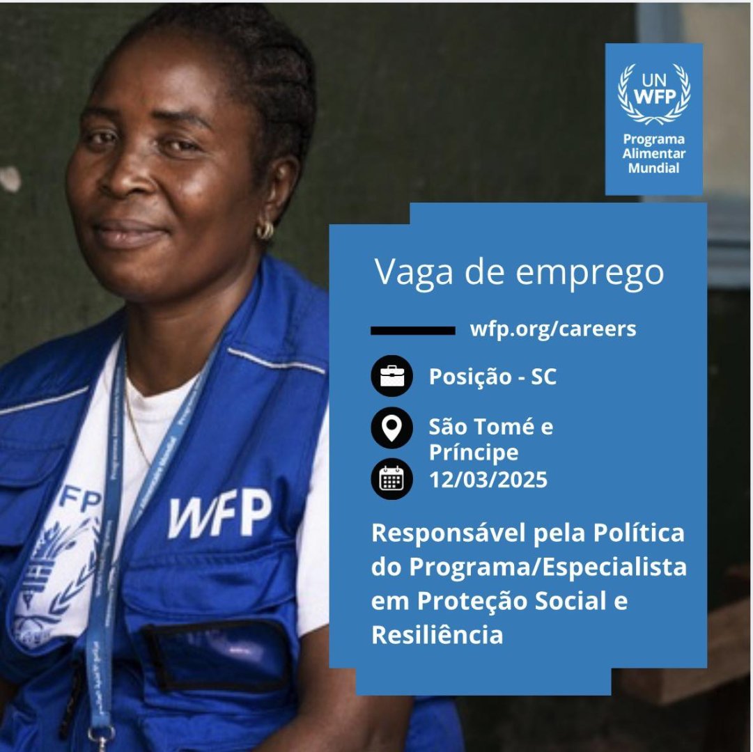 Vaga para Responsável pela Política do Programa / Especialista em Proteção Social e Resiliência