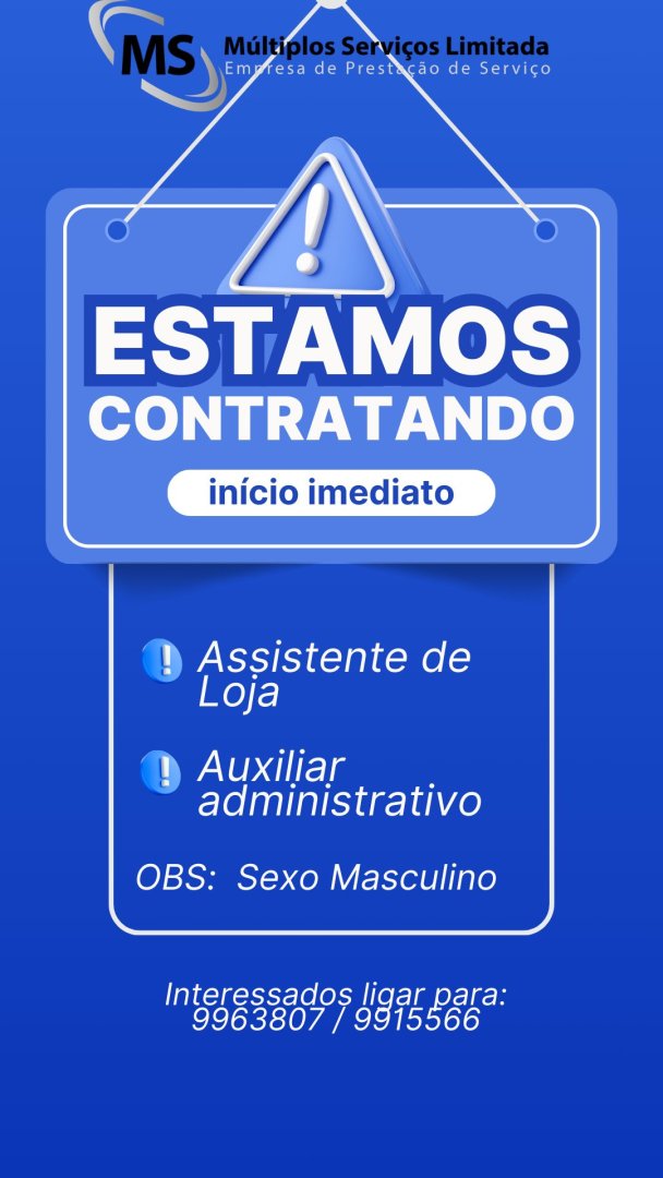 Vaga Para Assistente de Loja e Auxiliar Administrativo