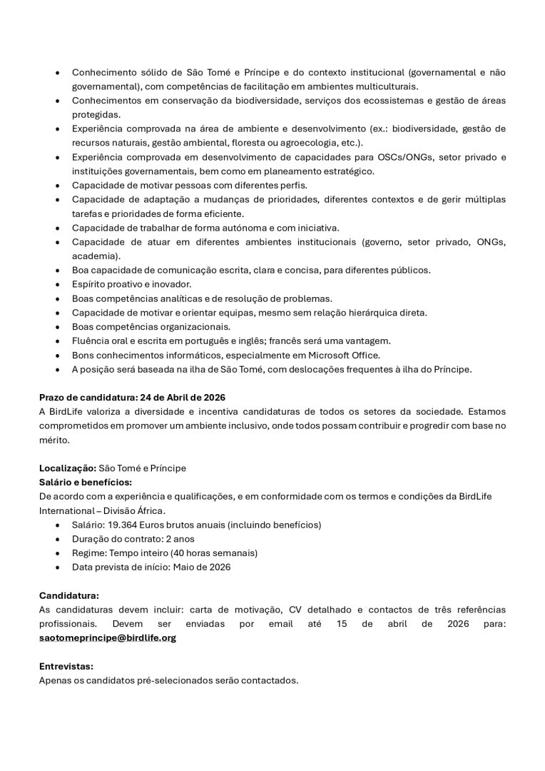 Vaga Para Oficial de Desenvolvimento de Capacidades