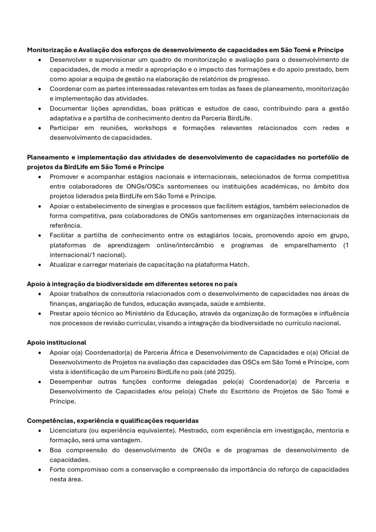 Vaga Para Oficial de Desenvolvimento de Capacidades