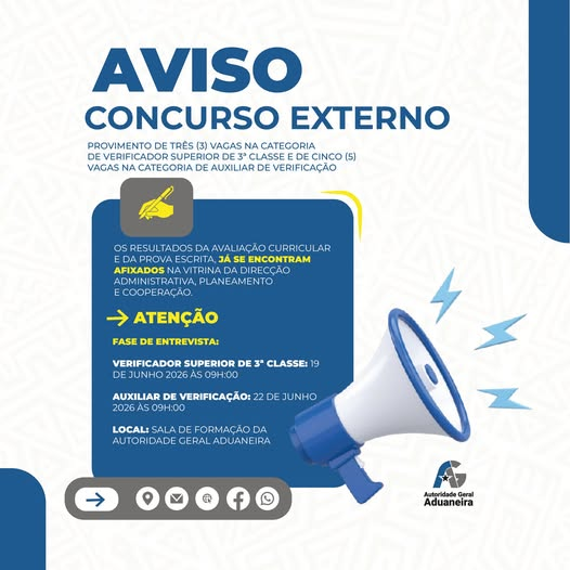 Aviso: Fase de Entrevista - Concurso Externo AGA
