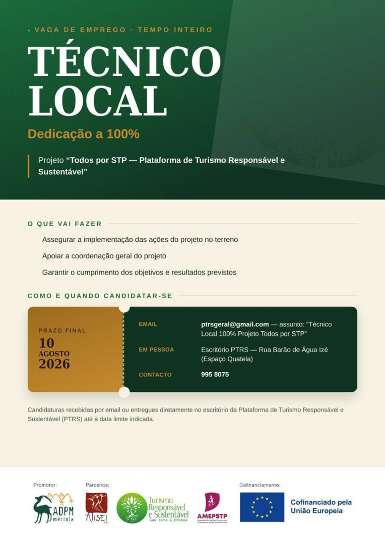 Vaga de Emprego: Técnico Local - Projeto Todos por STP