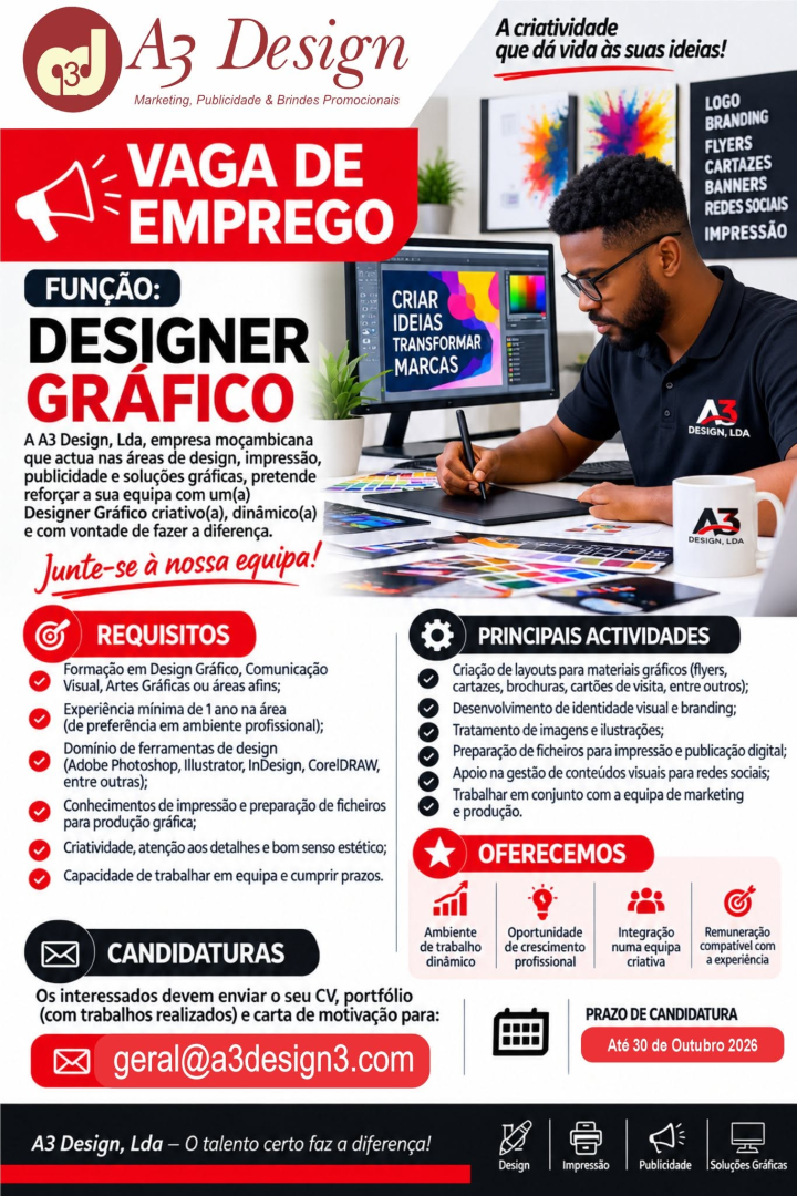 Vaga para Designer Gráfico