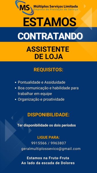 Vaga Para Assistente de Loja