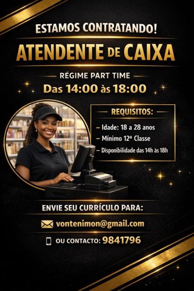 Vaga Part-Time para Assistente de Caixa