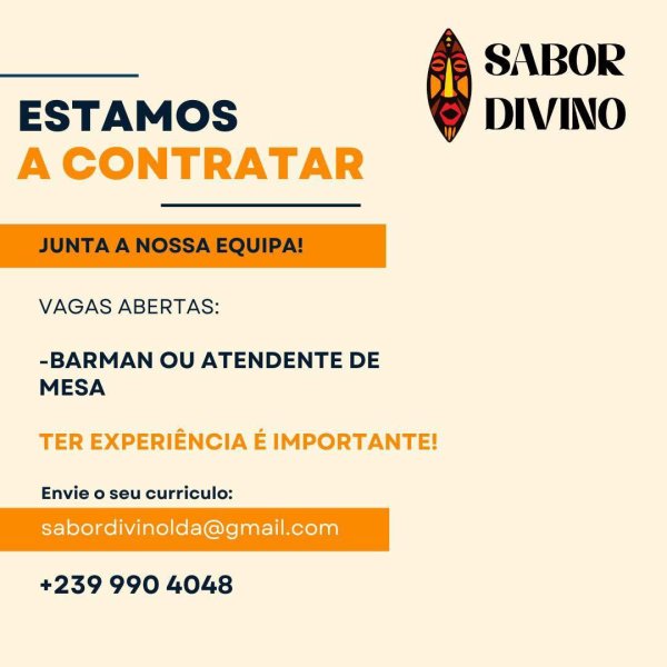 Vaga para Barman/Atendente de Mesa