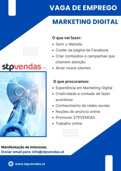 Vaga de Emprego Para Marketing Digital