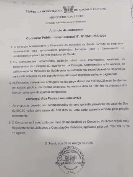 Concurso Publico Internacional: Fornecimento de Medicamentos