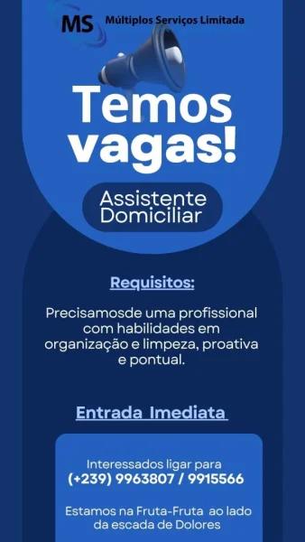 Vagas de Emprego para Assistente Domiciliar