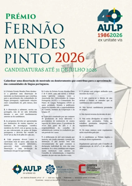Candidatura Para Prémio Fernão Mendes Pinto 2026