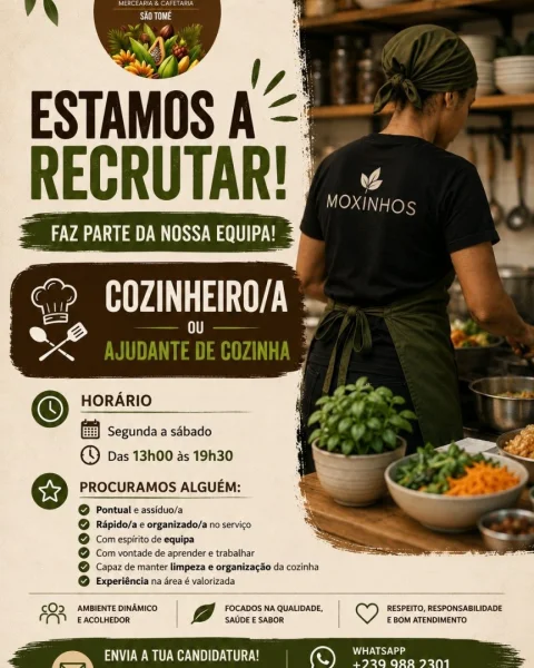 Vaga Para Cozinheiro ou Ajudante de Cozinha