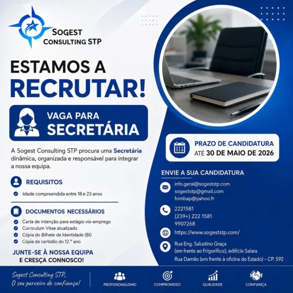 Recrutamento de Secretária - Sogest Consulting STP