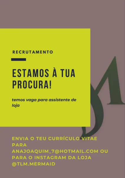 Vaga para Assistente de Loja