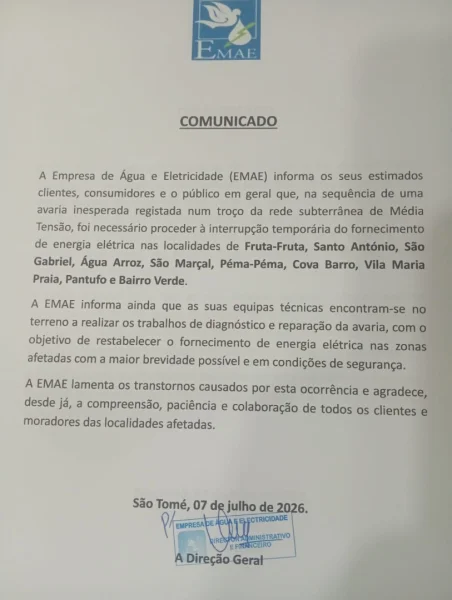 Interrupção temporária do fornecimento de energia elétrica