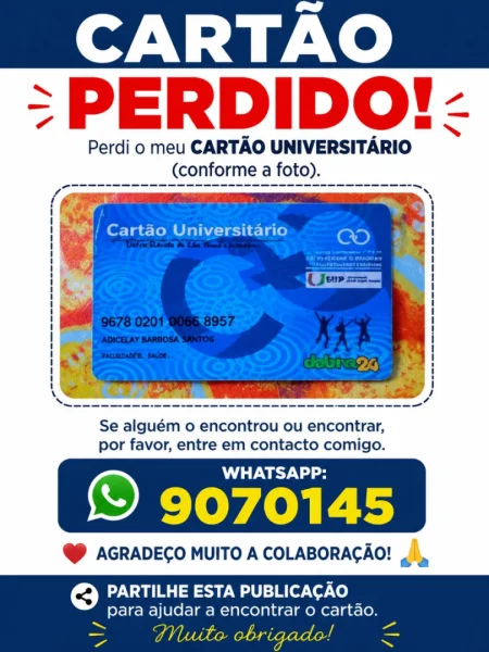 Perdi o meu cartão universitário