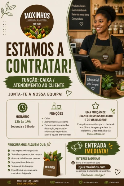 Vaga para Caixa / Atendimento ao Cliente - Moxinhos
