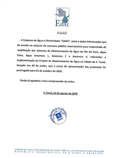 Prorrogação do prazo para concurso público internacional da EMAE