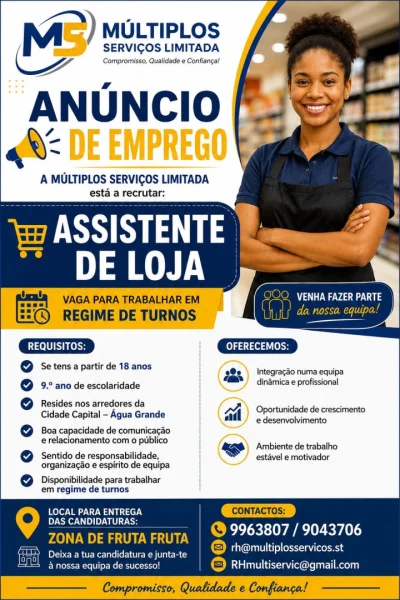 Recrutamento de Assistente de Loja