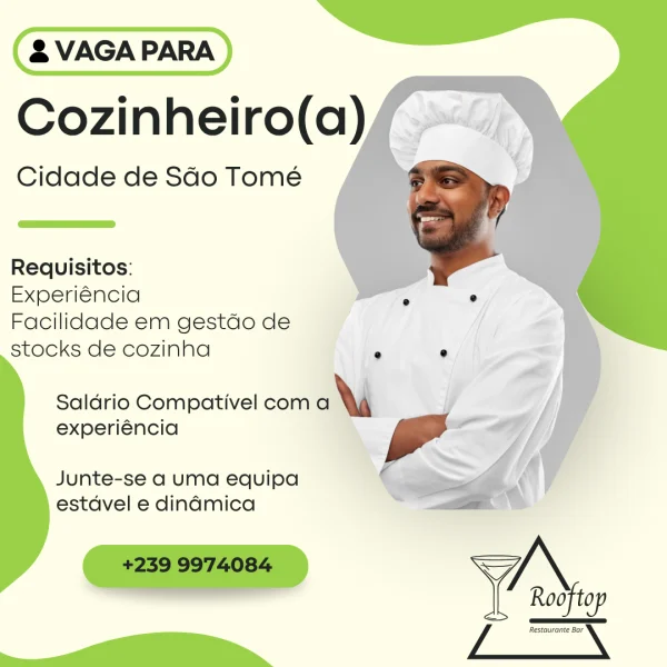 Vaga para Cozinheiro(a) - Rooftop Restaurante Bar