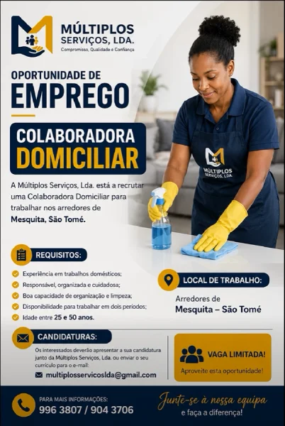 Vaga Para Colaboradora Domiciliar