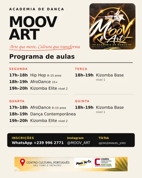 Programação de aulas de dança Centro Cultural Português - Moov Art