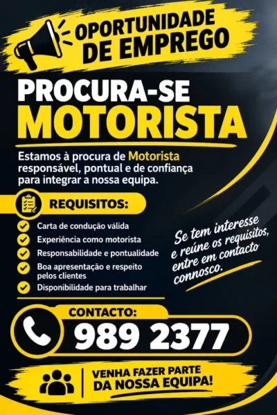 Oportunidade de Emprego para Motorista