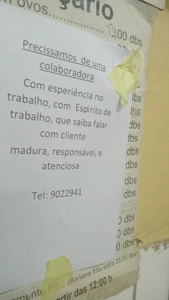 Vaga para trabalhar num Bar