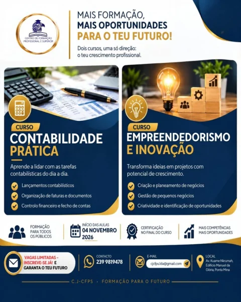 Cursos de Contabilidade Prática e Empreendedorismo e Inovação