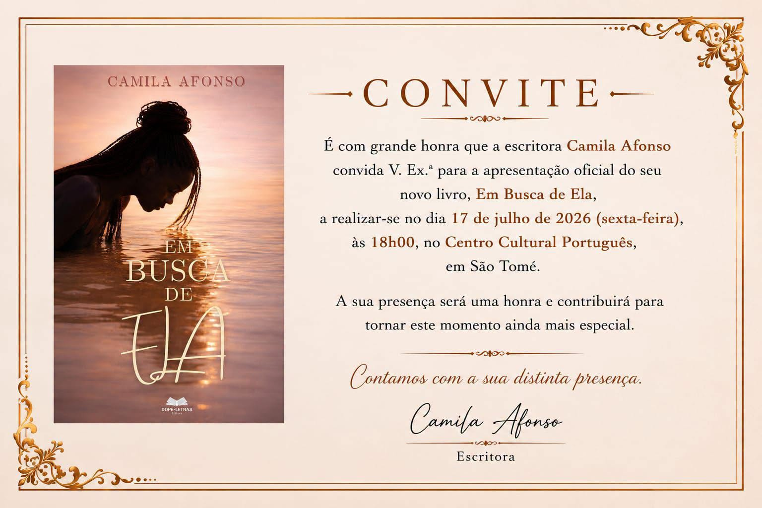 Apresentação do livro Em Busca de Ela, de Camila Afonso