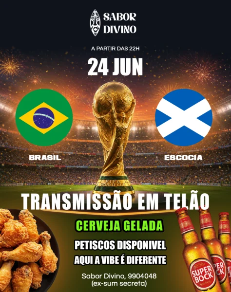 Brasil vs Escócia no Sabor Divino